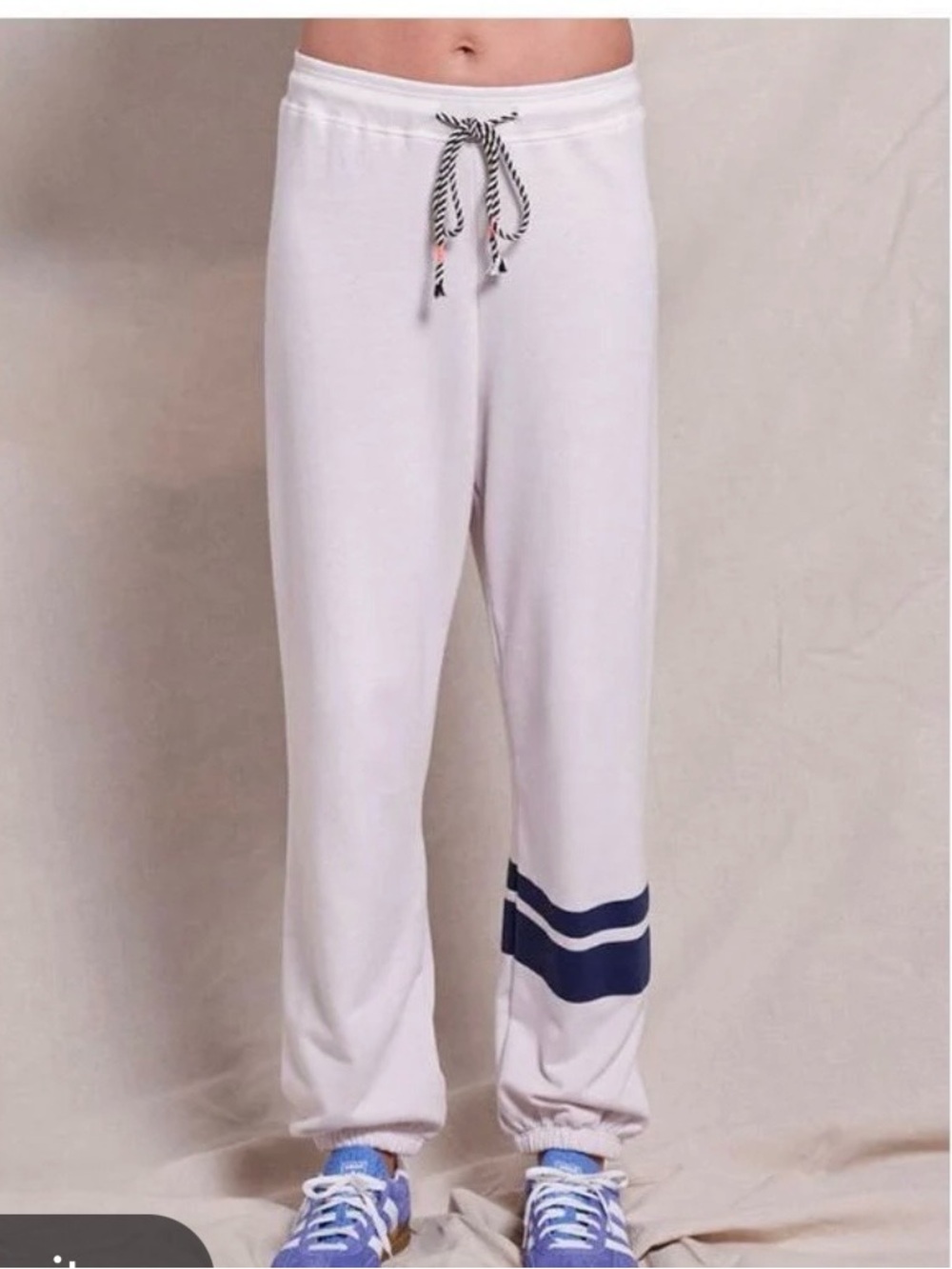 Sundry White Track Joggers with Navy Stripe